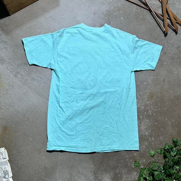 Vintage 90s Single Stitch Goldfish Tee Large Blue Fish Animal Nature Print Shirt - Picture 3 of 4